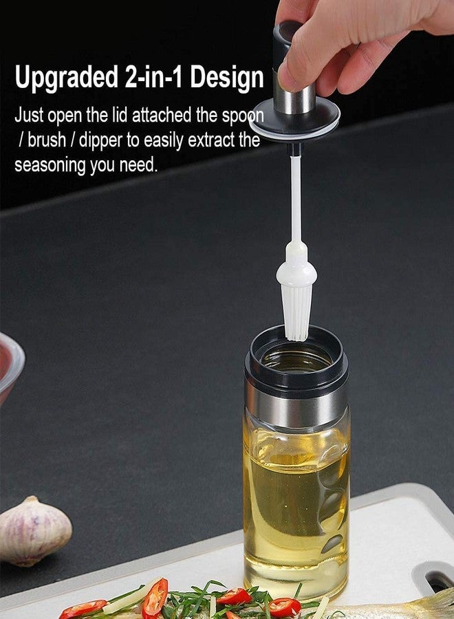 SOPTOOL برطمانات توابل زجاجية عالية الجودة من البوروسيليكات من سوبتول للمطبخ، برطمانات توابل، تصميم بغطاء وملعقة مدمجة، برطمانات فارغة سعة 250 مل، جودة تجارية ممتازة (2، ملعقة فرشاة) - Image 2